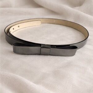 Kate Spade Dark Gray Leather Bow Belt